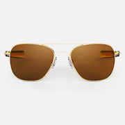 Randolph Engineering Aviators - SKYTEC-P™ American Tan Polarized pilot sunglasses viewed from front 