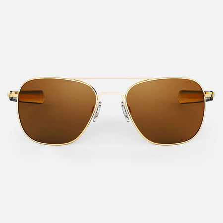 Randolph Engineering Aviators - SKYTEC-P™ American Tan Polarized pilot sunglasses viewed from front 