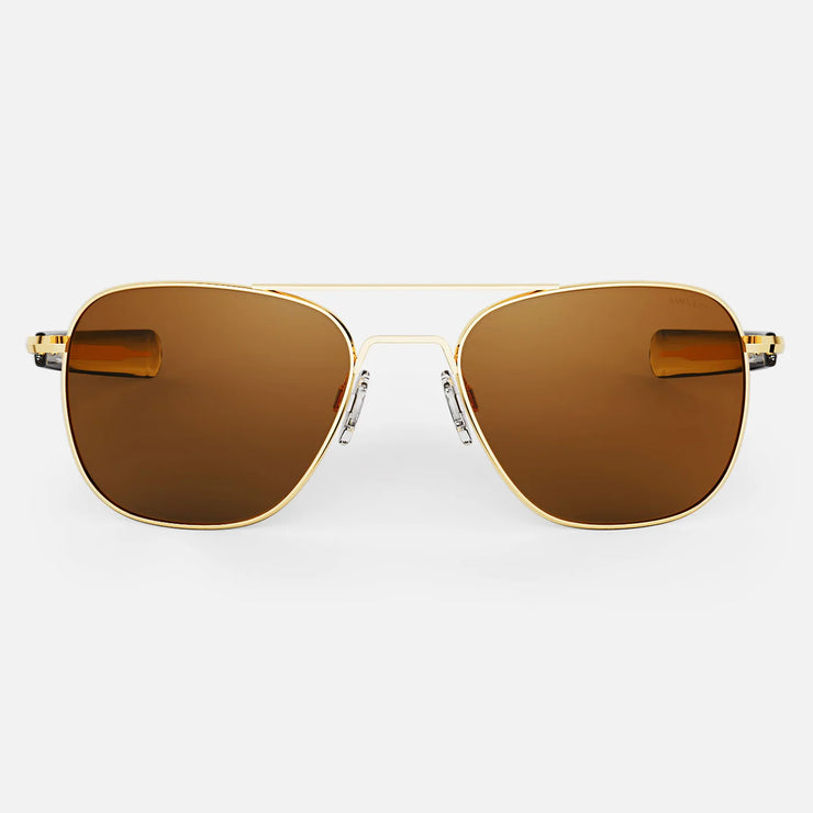 Randolph Engineering Aviators - SKYTEC-P™ American Tan Polarized pilot sunglasses viewed from front 