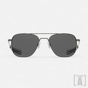 Class A Aviator - Military Olive & American Gray Aviator sunglasses with dark lenses on a white background