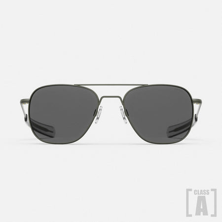 Class A Aviator - Military Olive & American Gray Aviator sunglasses with dark lenses on a white background