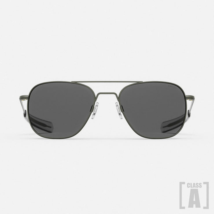 Class A Aviator - Military Olive & American Gray Aviator sunglasses with dark lenses on a white background