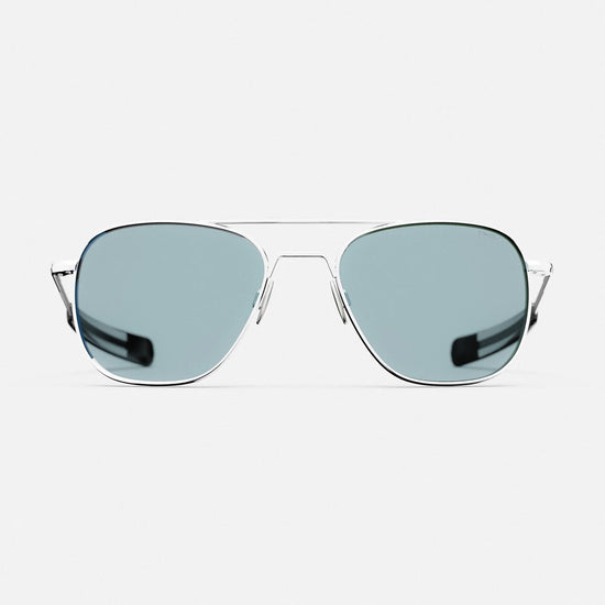 Randolph Engineering Aviator Sunglasses with Blue Hydro lens viewed from the front
