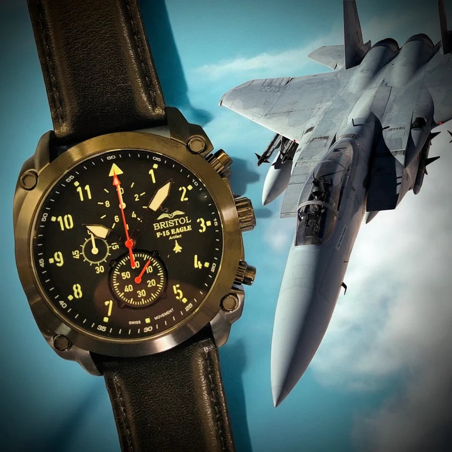 F-15 Eagle Tribute -Black Finish - Leather Band – Sierra Hotel