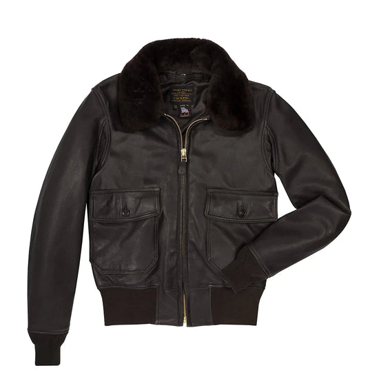 G-1 flight jacket with removable collar - front view - USN aviator jacket