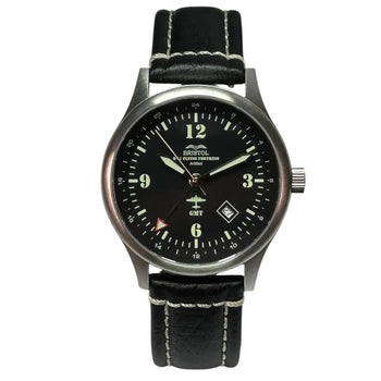 B-17 Tribute  Watch - Stainless Steel - Brush Finish - black  dial view