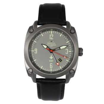 F-18 Hornet Tribute - Gun Metal Finish - Grey Dial - Black Leather Band - watch face detail