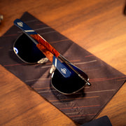 Aviator sunglasses - Gunmetal & Atlantic Blue on cleaning cloth