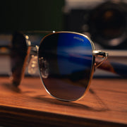 Military Aviator sunglasses - Gunmetal & Atlantic Blue