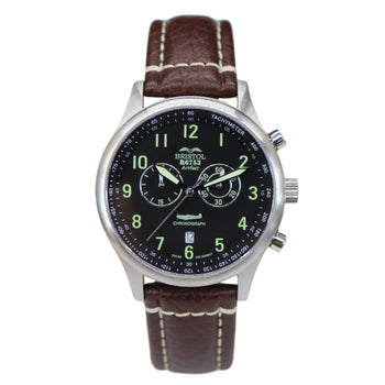 R6753 - Our Spitfire R6753 Tribute - Stainless Steel - Brush Finish -Brown Leather Band - Watch front