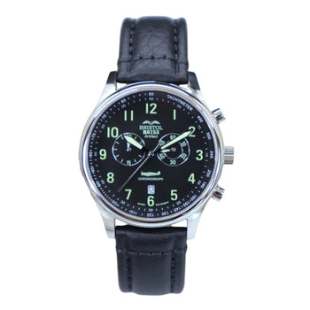 R6753 - Our Spitfire R6753 Tribute - Stainless Steel - Polished Finish - Black Leather Band - Watch front detail