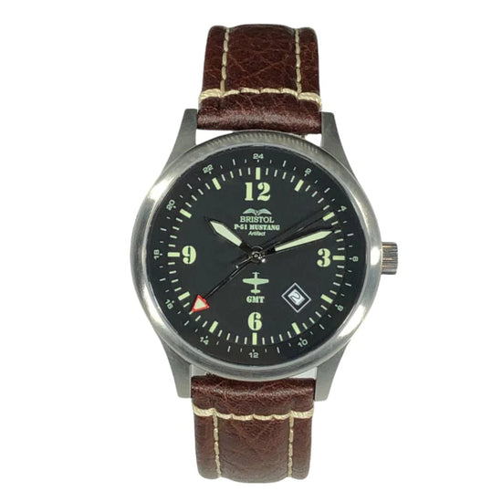 P-51 Mustang Tribute watch - Stainless Steel Brush Finish - dial view