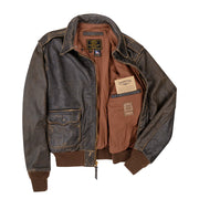 Battleworn A2 Flight Jacket - A2 Flight Jacket - Pilots Jacket - Flying Jacket  - Aviator Jacket - Leather Flight Jacket - Front