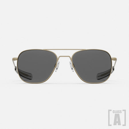 Class A Aviator - Desert Sand & American Gray framed aviator sunglasses on a white background