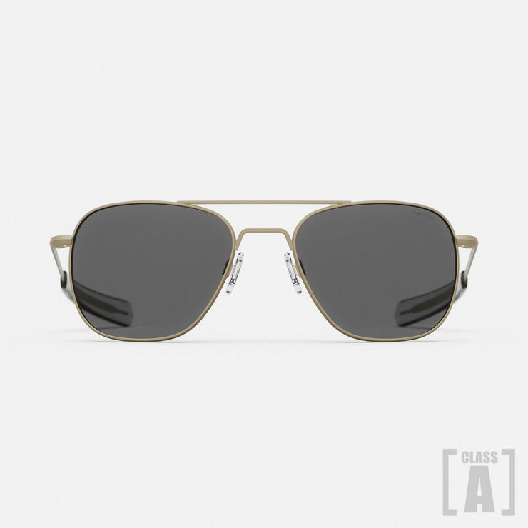 Class A Aviator - Desert Sand & American Gray framed aviator sunglasses on a white background