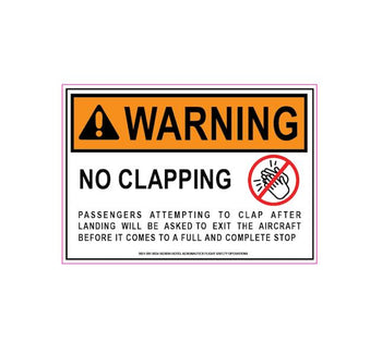 No Clapping Decal-Funny Aviation Safety Sticker